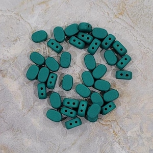 Lipsi par Puca Bead, Dark Green Light Matte, 5 grams, 7 x 4 mm, Czech Bead, (03000-33004)