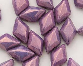 GemDuo Beads, Chalk Vega Purple, 40 count, 5 x 8 mm 2-Hole Czech Bead, (GD-03000-15726)