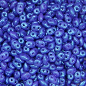 SuperDuo, Tropical Blue Grape, 2 hole Beads, 2.5mmx5mm, 9 grams