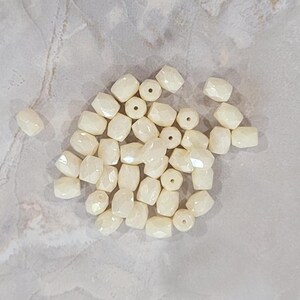 Baros par Puca Bead, Opaque Ivory Ceramic Look, 10 grams, 6 x 4 mm, Approx. 38 beads