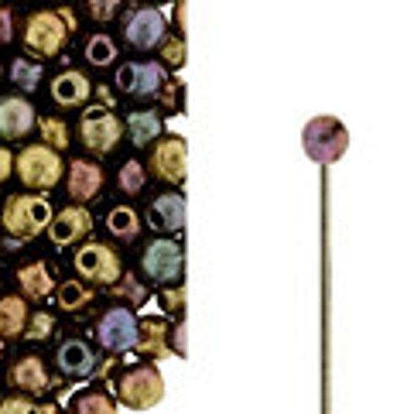 Starman Finial™  2mm Half-Drilled Round Bead, Matte Metallic Bronze Iris, (384-02-K0164), 5 grams