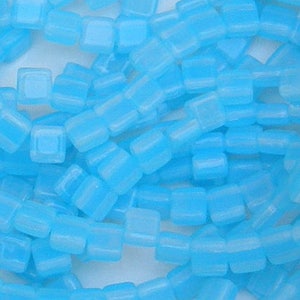 Aqua Opal Tile, Mini, 5mm, 2 Hole Bead, 30 count, (tile-61000)