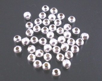 Silver Plated Round, 4mm, Smooth Spacer Bead, 100 count, (SB-4-S-1)
