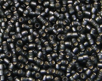 Toho 11/o Dark Black Diamond Silver Lined Matte Seed Beads (TR-11-29CF), choice of 10 grams or 23 grams