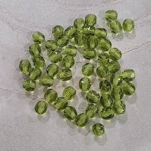 Fire Polish, Olivine, 4mm Round Bead, (5023), 50 count
