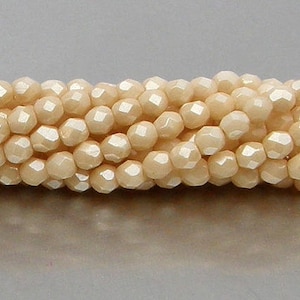 Fire Polish, Luster Opaque Champagne, 4mm Round Bead, (P14413), 50 count