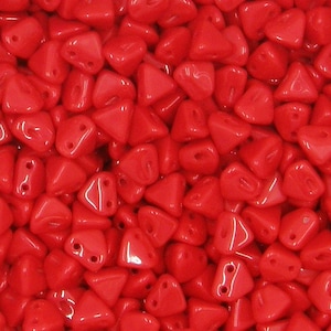 Super Kheops Par Puca, rouge corail opaque, perles de verre 2 trous (skhp-93200), 6 mm, 25 pièces