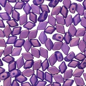 MINI GemDuo Beads, Gold Shine Medium Orchid, 50 count, 6 x 4 mm 2-Hole Czech Bead, (GD-64-02010-24110)