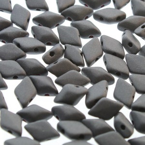 MINI GemDuo Beads, Jet Matte, 50 count, 6 x 4 mm 2-Hole Czech Bead, (GD-64-23980-84110)