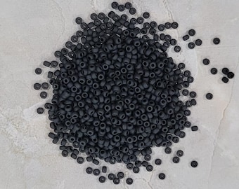 Miyuki 11/0, Matte Black, Round Seed Bead, 401f, 10 grams