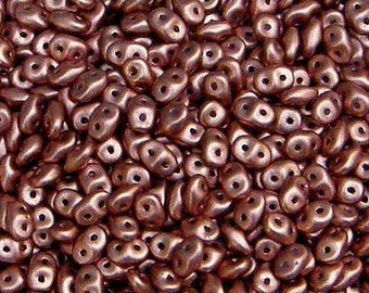 SuperDuo, Matte Metallic Copper, 2 hole Beads, (K0177), 2.5mmx5mm, 9 grams