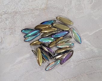 Dagger Beads, Crystal Golden Rainbow, 5/16mm, Czech Pressed Glass, (98536), 25 count