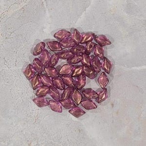 GemDuo Beads, Halo Persian Pink, 40 count, 5 x 8 mm 2-Hole Czech Bead, (GD-00030-29259)
