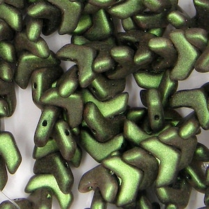 Chevron Duo Bead, Polychrome Sage Citrus (Olive Mauve), 2 Hole Bead, (23980-94103), 10x4 mm, 30 count