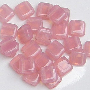 CzechMate Tile, Milky Pink, 2 Hole Bead, (71010), 25 count