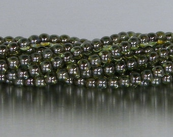 3mm Round Bead, Luster Transparent Green, Druk Bead, (5-03-65431), 100 count