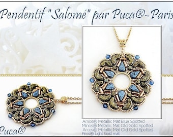 GRATUIT! Modèle de pendentif Salomé par Puca - Paris, gratuit avec l'achat de perles, ne pas acheter, voir la liste des matériaux et les détails de la commande dans la description
