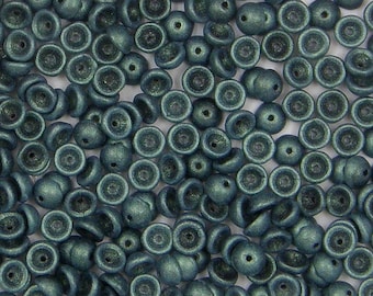 Teacup Bead, Metallic Suede Light Green, 2 x 4 mm, Bead Cap, (380-24-79051), 5 grams