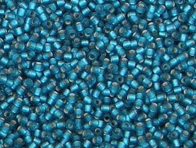 Toho Seed beads, turquoise, opaque, frosted, #11, 2x1.5mm, 10gr