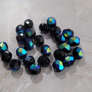 Fire Polish, Jet AB, 3mm Rundperle, (X2398), 50 g/qm