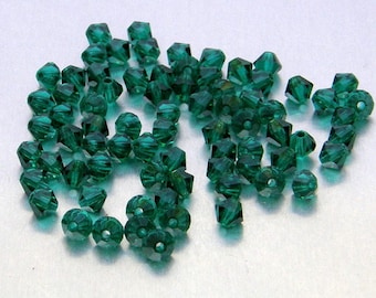 Cristales bicono de 3 mm, esmeralda, preciosa, 25 unidades