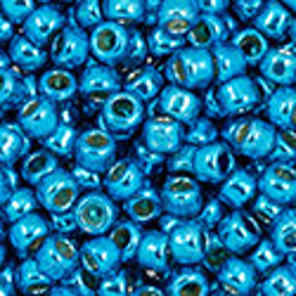 PermaFinish Galvanized Caribbean Blue (Electric Blue) Toho Seed Beads, Toho 8/o, (PF583),10 grams