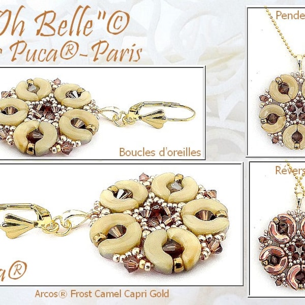 FREE! Oh Belle Earrings/Pendant Pattern by par Puca - Paris, Free with Bead Purchase, Do NOT buy, See Material list & details in description