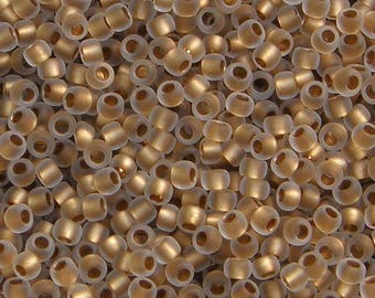 Toho 11/o Gold Lined Frosted Crystal Seed Beads, (TR-11-989F), 10 grams