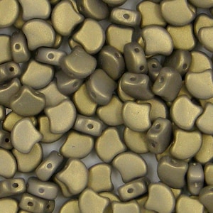 Ginko Bead, Chatoyant Shimmer Khaki, 2 Hole Bead, (GNK-02010-29744), 7.5 mm, 30 count
