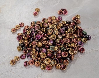 Teacup Bead, Matte Metallic Bronze Iris, 2 x 4 mm, Bead Cap, (380-24-K0164), 5 grams