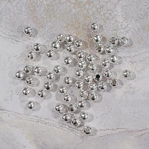 Silver Plated Round, 4mm, Smooth Spacer Bead, 100 count, (SB-4-S-1)