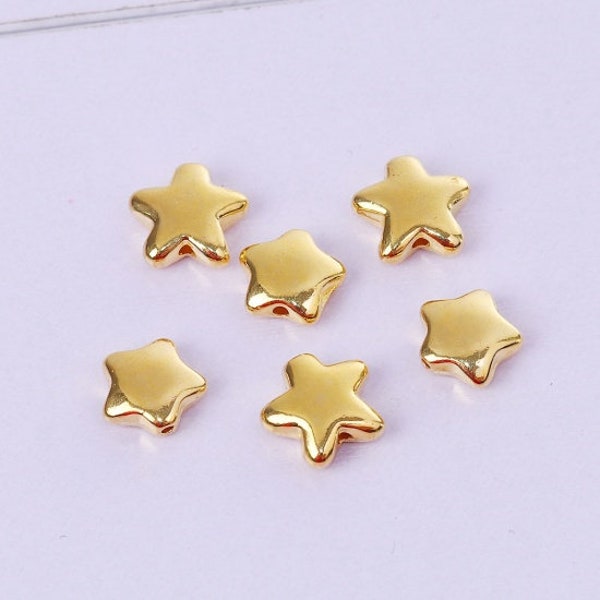 Star Spacer Beads, Antique Gold Finish, 12mm x 11mm, 10 count