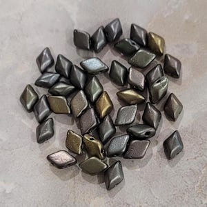 MINI GemDuo Beads, Crystal Grey Rainbow, 50 count, 6 x 4 mm 2-Hole Czech Bead, (GD-64-00030-01670)