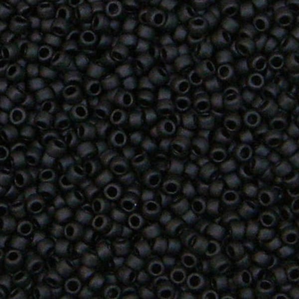 Toho 15/o Round Jet Black Matte Opaque Seed Beads (15T49F), 9 grams