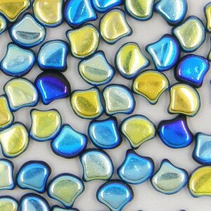 Ginko Bead, Jet Full AB, 2 Hole Bead, (PB399-87-28703JT), 7.5 mm, 30 count