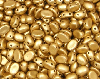 Samos® par Puca® Bead, Light Gold Matte (Matte Metallic Flax), 2-Hole, 25 count, 7 x 5 mm, (00030-01710)