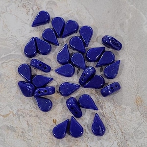 Amos® par Puca® Bead, Opaque Sapphire Luster, 2-Hole, 30 count, 5 x 8 mm