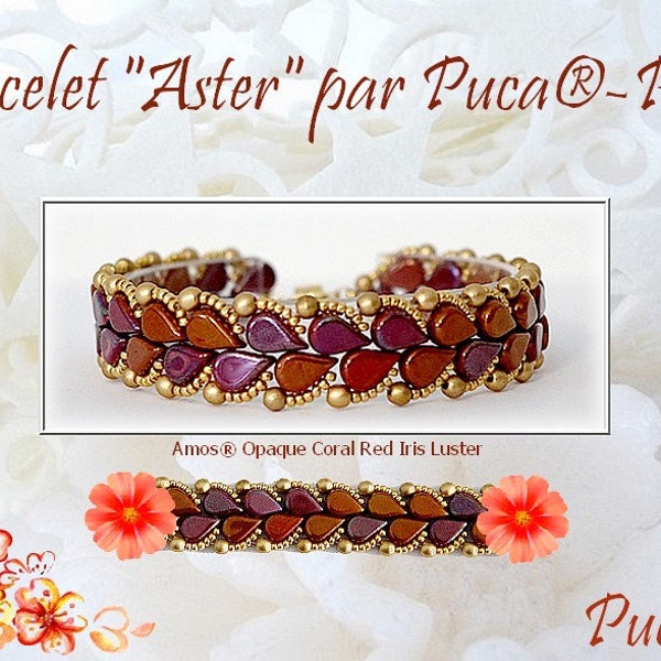FREE! Aster Bracelet Pattern by par Puca - Paris, Free with Bead Purchase, Do NOT buy, See Materials list & details in description