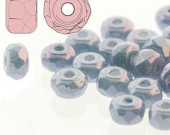 TRUE2 Faceted Micro Spacer Beads, Chalk Blue Luster, 2x3 mm, Rondelle, (14464), 50 count