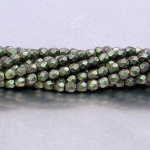 Fire Polish, Polychrome Olive Mauve, 2 mm Round Bead, (94103), 50 count