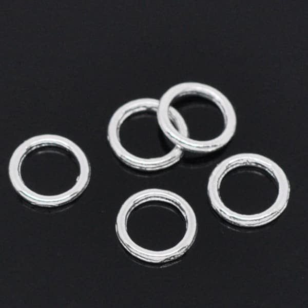 Closed, Soldered Jump Rings, 6mm, Silver Plated, 50 count (JRC-6-S)