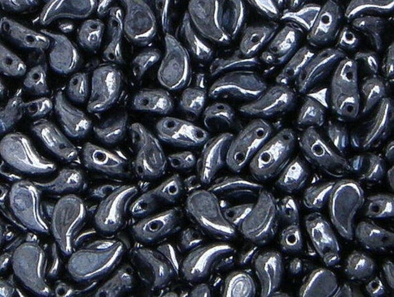 5x8mm ZOLIDUO Bead 30 count Hematite LZD-14400 2 Hole Glass Beads, Left Side Version