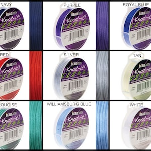 Knot-it Satin Cord, 1mm, Various Colors Available, 5 yd. spool