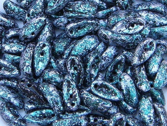 ペイズリー グリーン シュシュ Chilli Bead, Tweedy Green, 2 Hole Bead, (357-J45707-411
