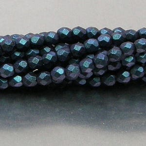 Fire Polish, Polychrome Indigo Orchid, 4mm Round Bead, (94105), 50 count