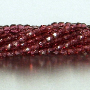 Fire Polish, 3mm Round Bead, Czech Pressed Glass, Fuchsia, (7035), 50 count