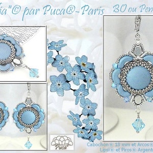 GRATIS! Mönster för Noelia örhängen/hängen av par Puca - Paris, Gratis vid köp av pärlor, Köp INTE, Se materiallista och detaljer i beskrivningen