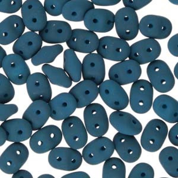 SuperDuo, Matte Velvet Dark Teal, 2 hole Beads, (29530), 2.5mmx5mm, 9 grams