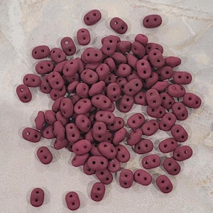 SuperDuo, Matte Velvet Maroon, 2 hole Beads, (duo502010-29528), 2.5mmx5mm, 9 grams