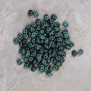 SuperDuo, Metallic Suede Light Green, 2 hole Beads, (duo523980-79051), 2.5mmx5mm, 9 grams